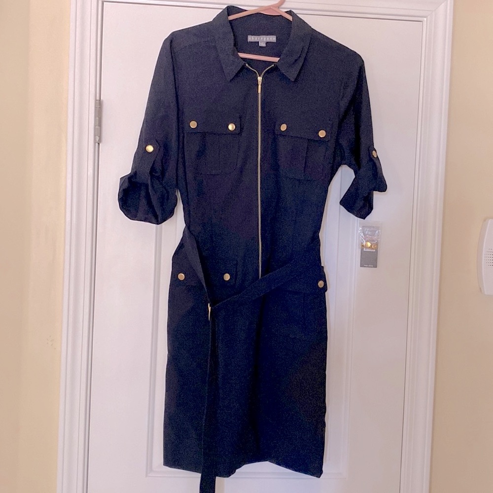 NWT very nice navy blue dress with belt
